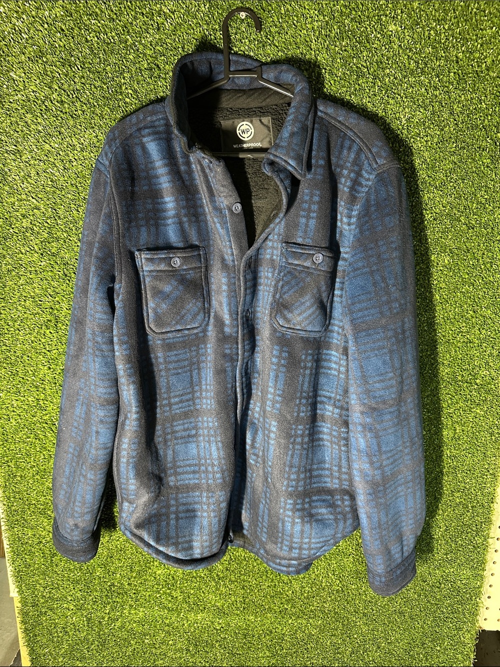 Weatherproof Men’s Blue and Black Plaid Shirt Jacket